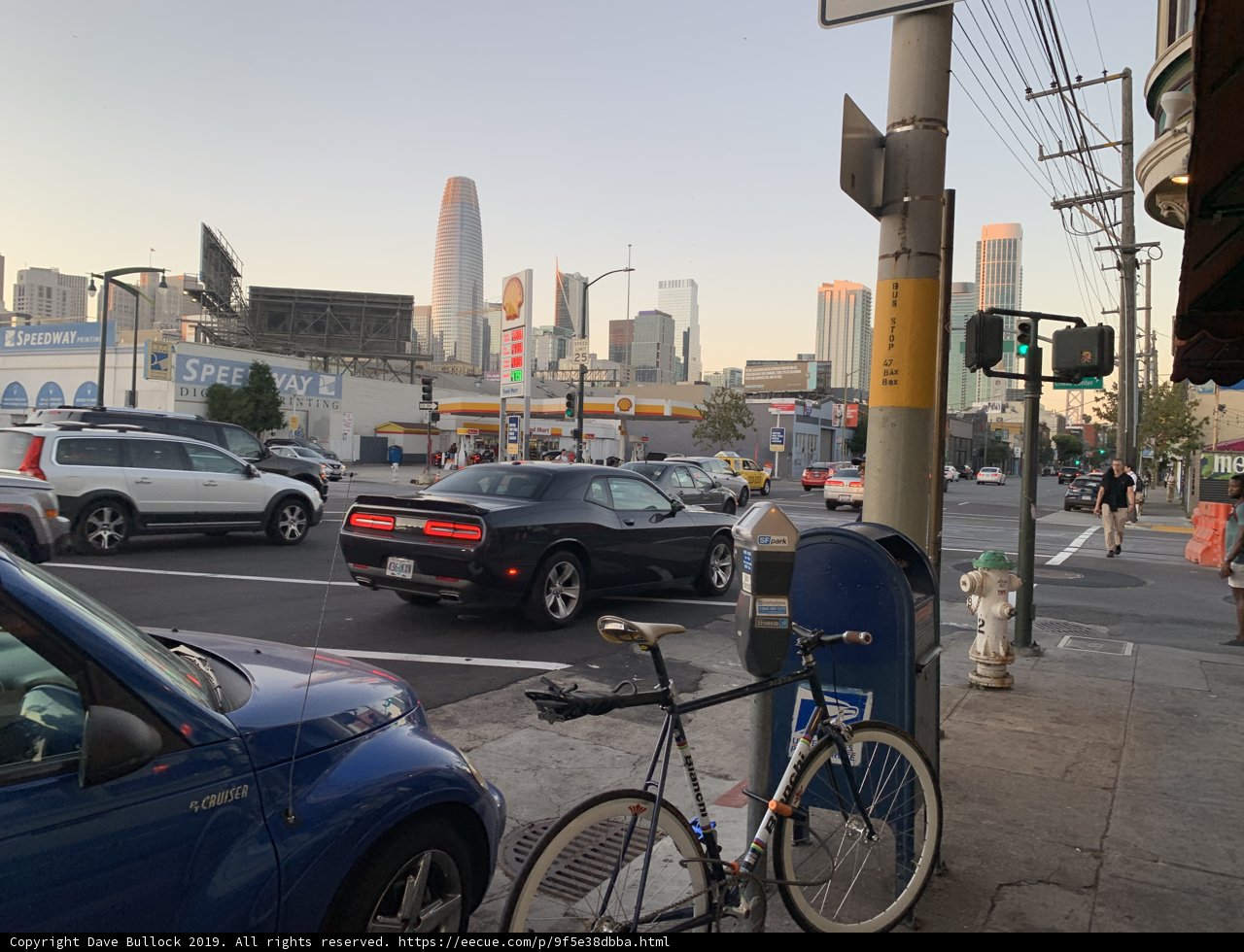 Parked Bicycle on Busy San Francisco Street