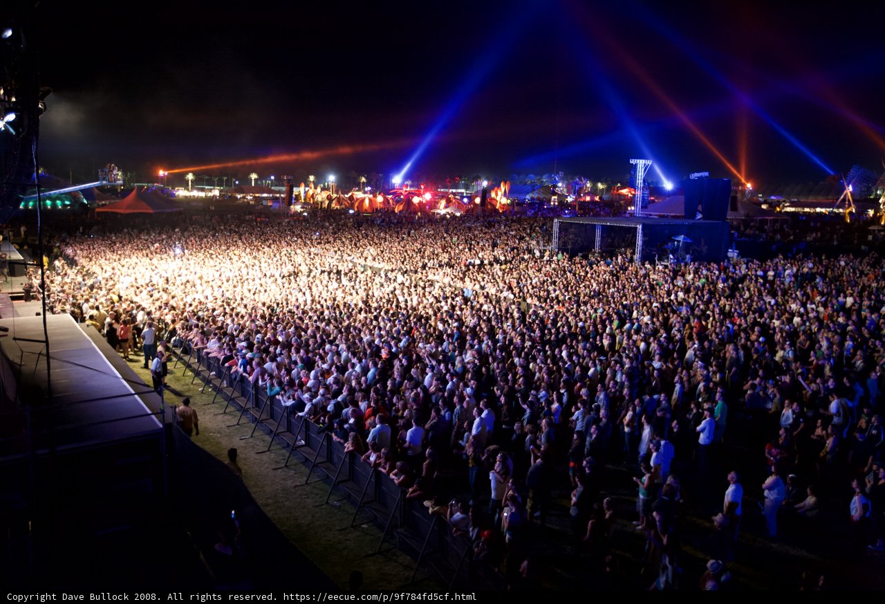 Spotlight on the Crowd at Coachella Music Festival