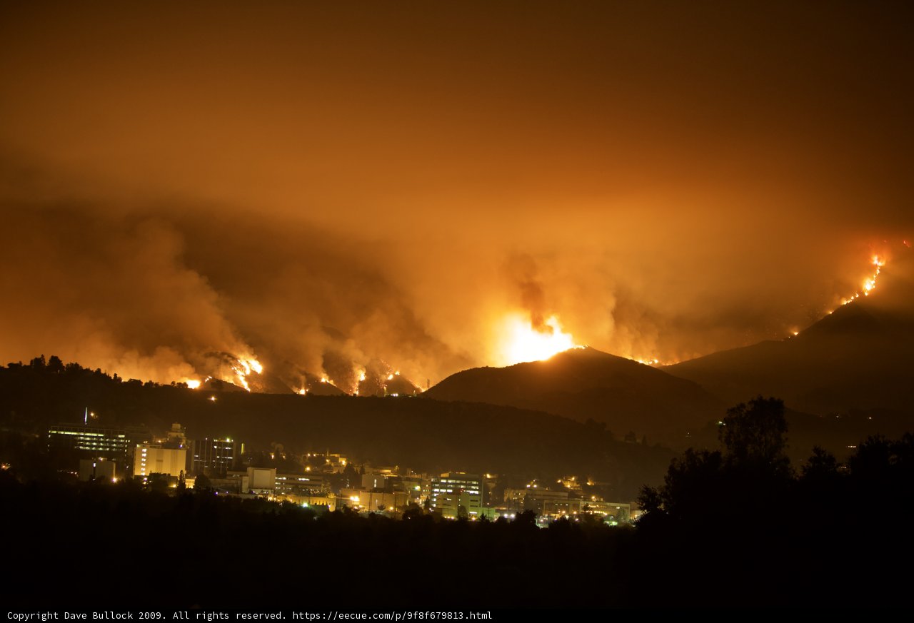 Flames Engulf Hills Above the City
