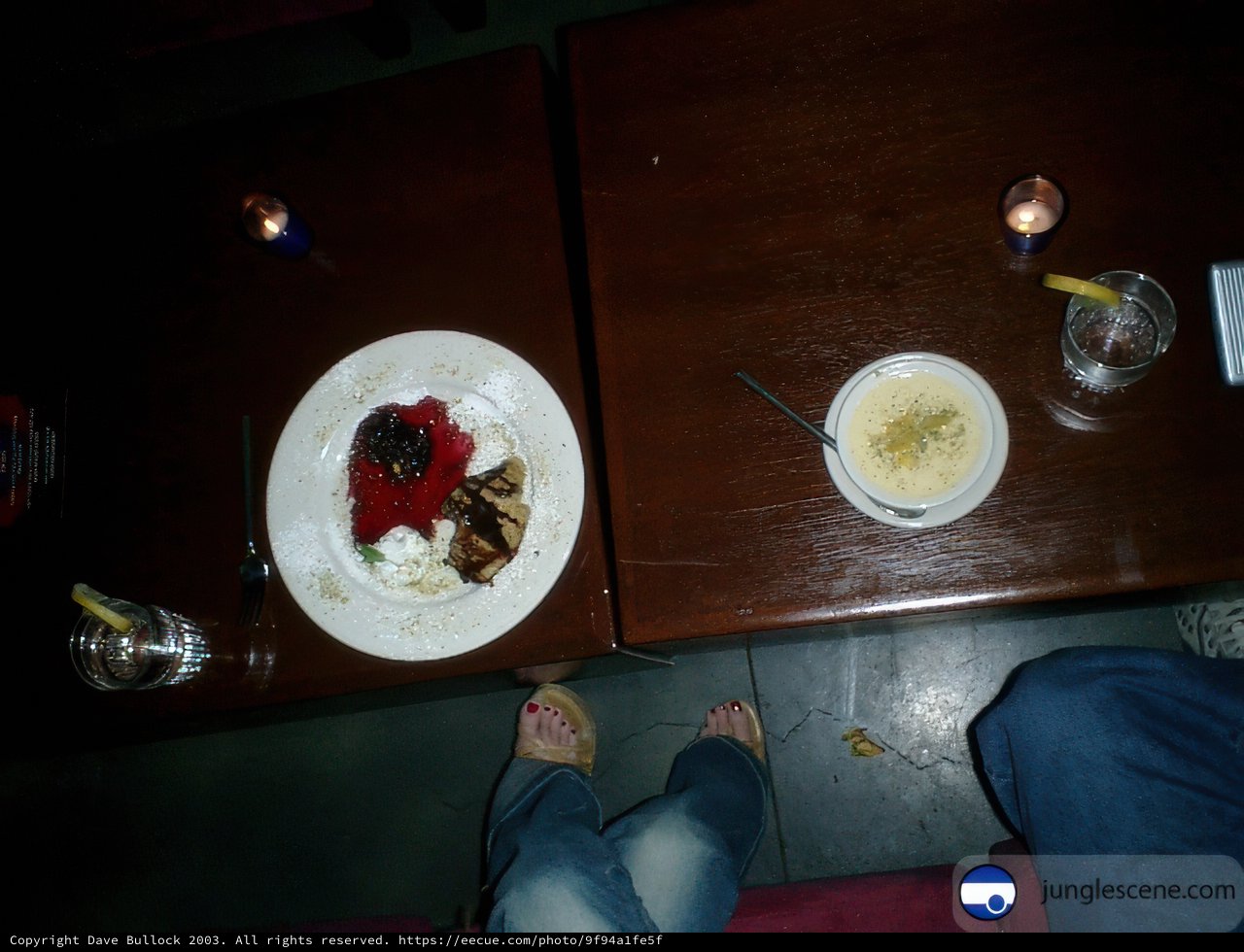 Feet up, food on the table