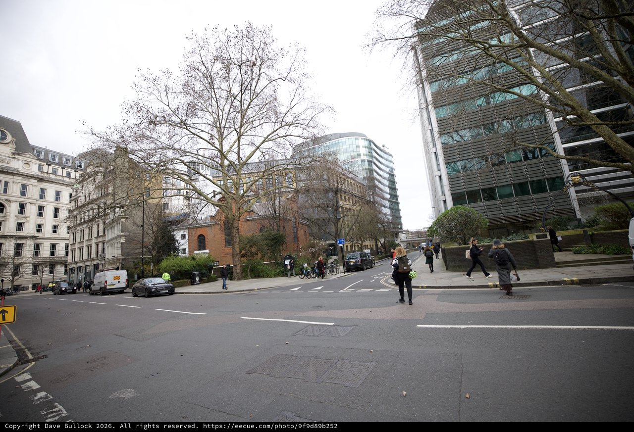 Urban Intersection in London's Financial District