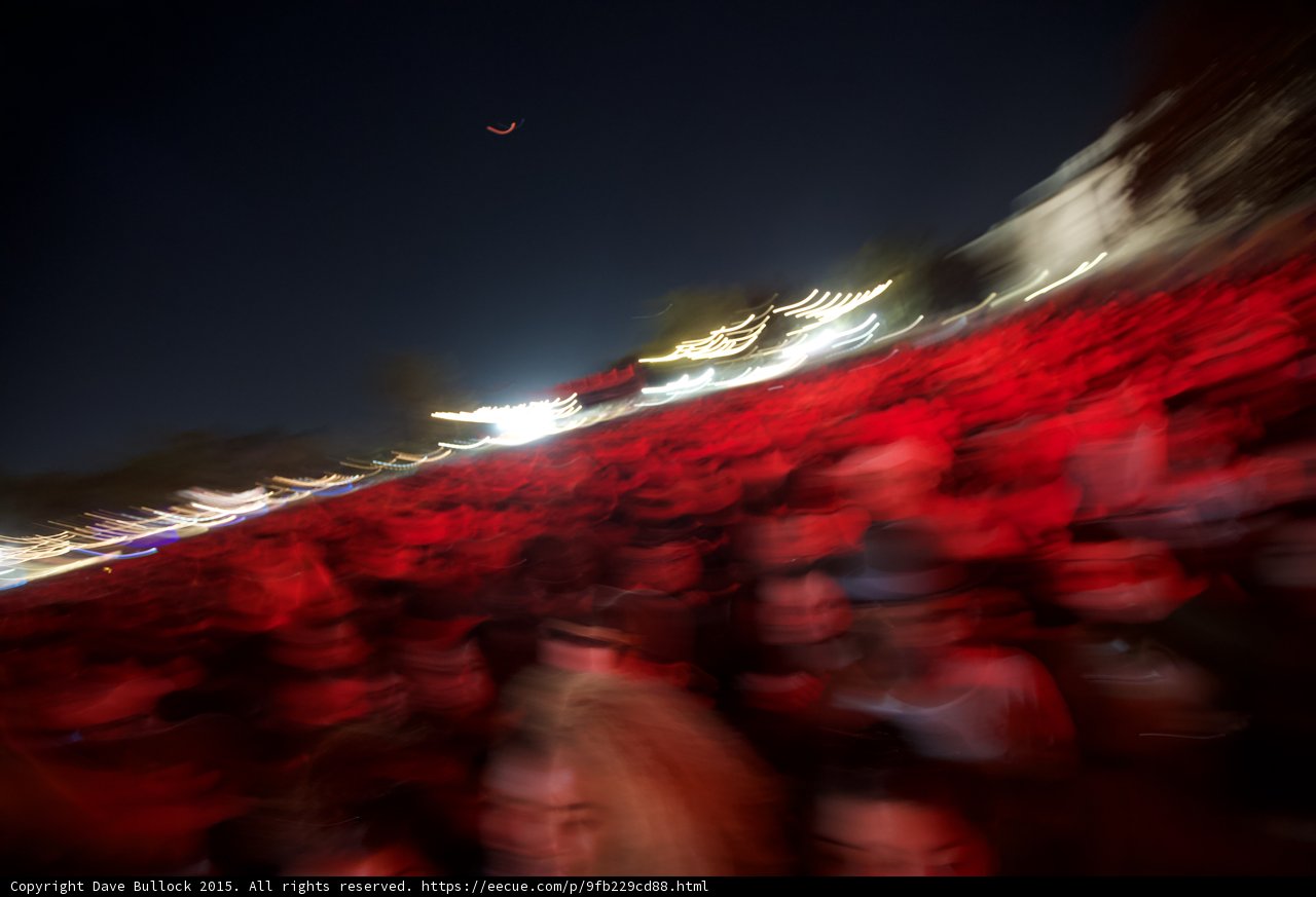 FYF Fest Crowd Tilted Angle Red Light Night Sky Motion Blur