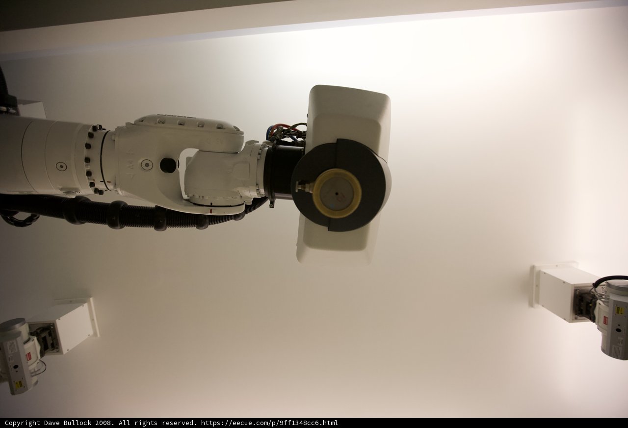 High-Tech Robot on a White Ceiling