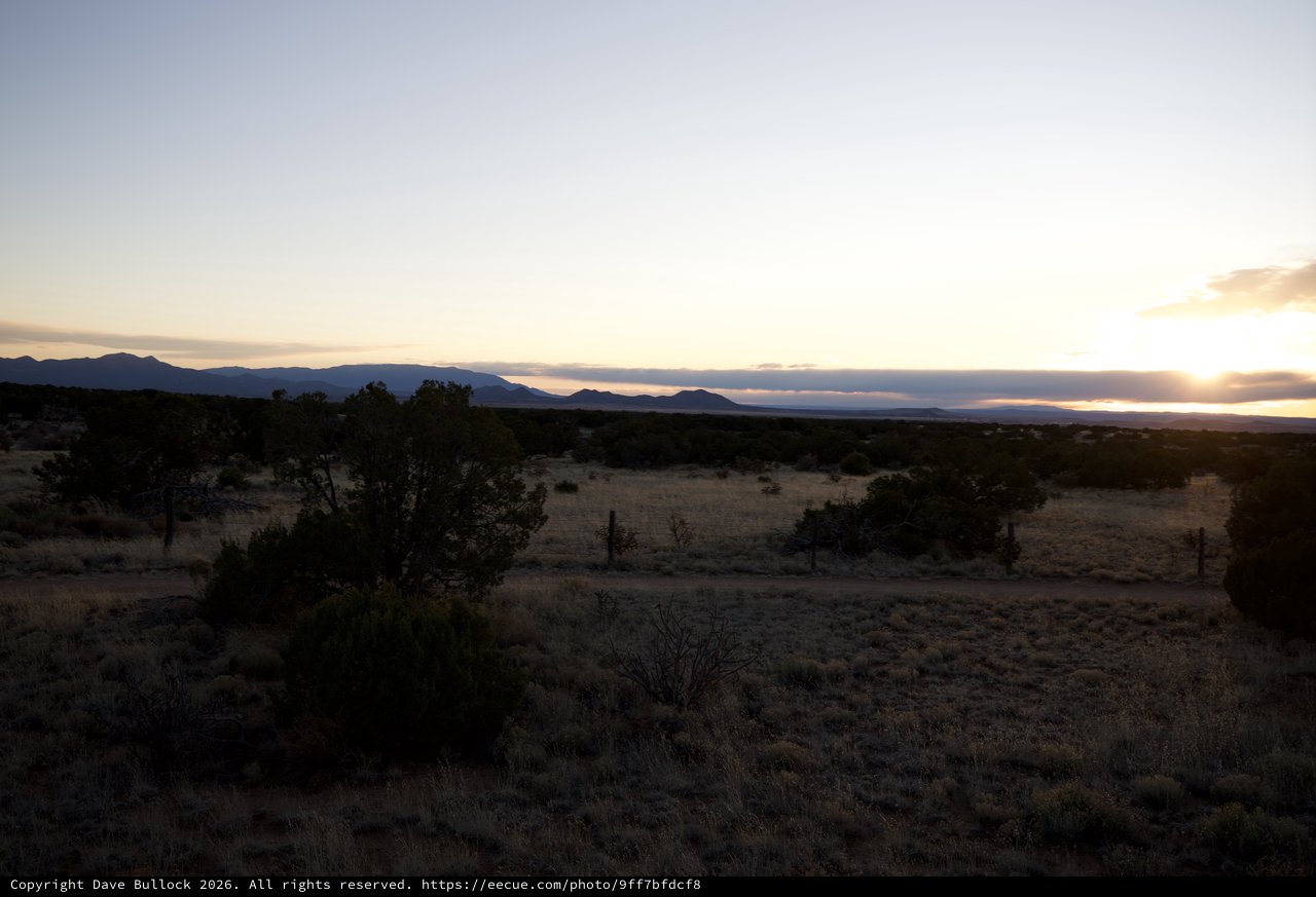 Desert Sunset Over Distant Mountains in New Mexico