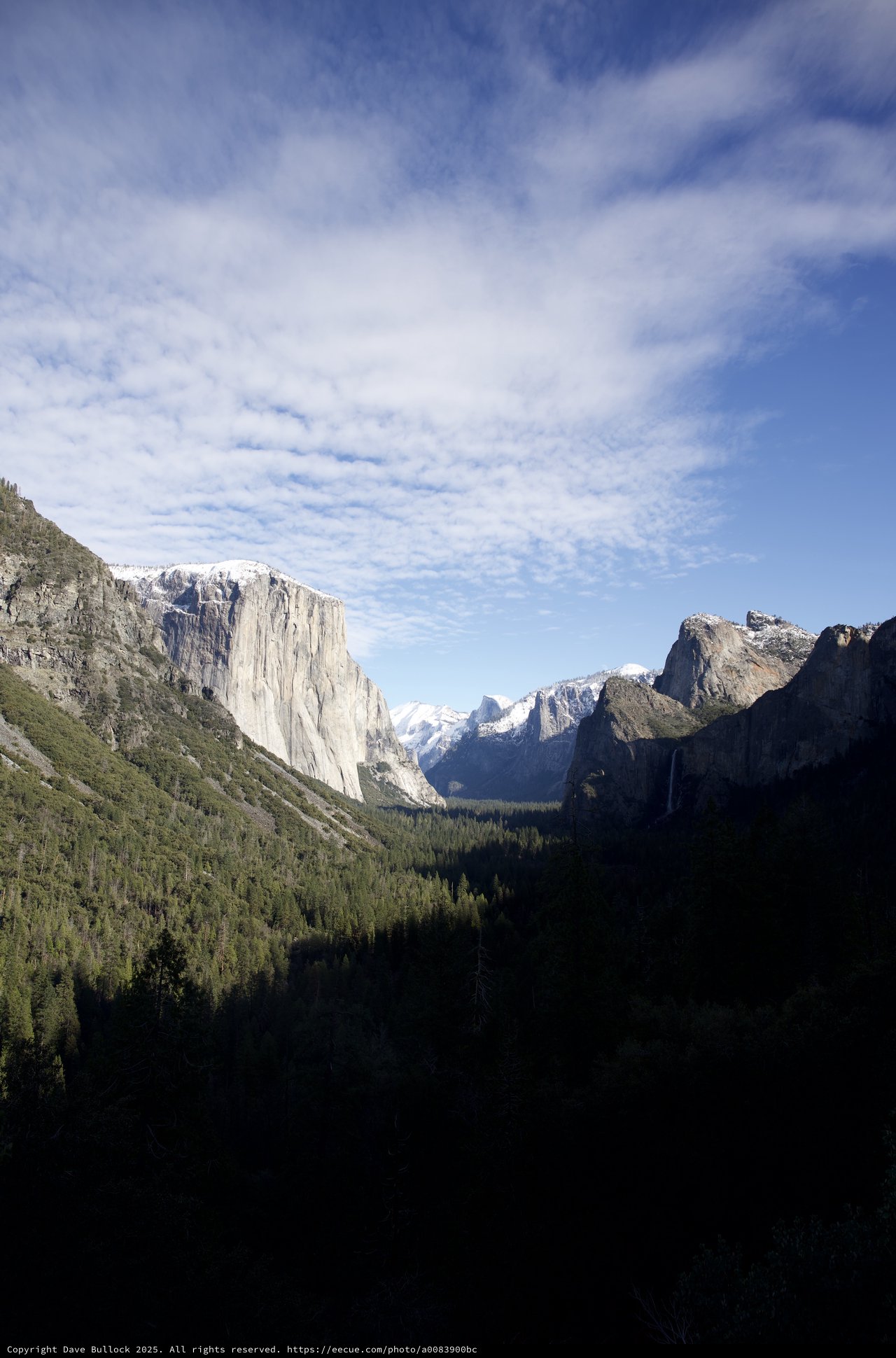 Tunnel View of Yosemite Valley in Winter