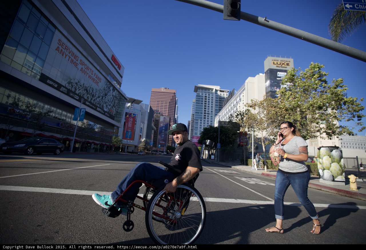 Couple Crossing LA Live Street