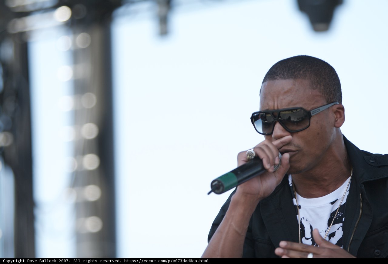 Lupe Fiasco with Microphone and Sunglasses