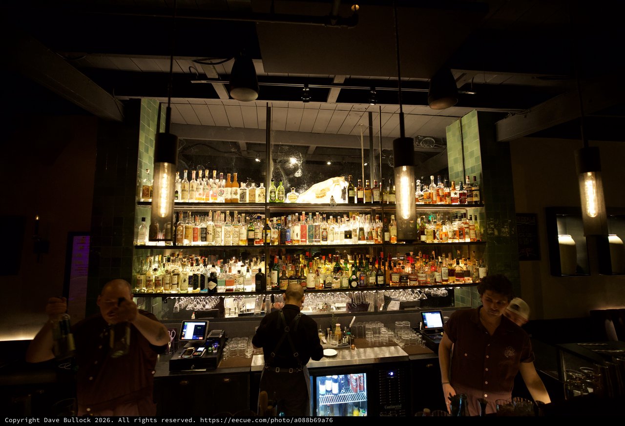 Upscale Bar with Illuminated Bottle Display