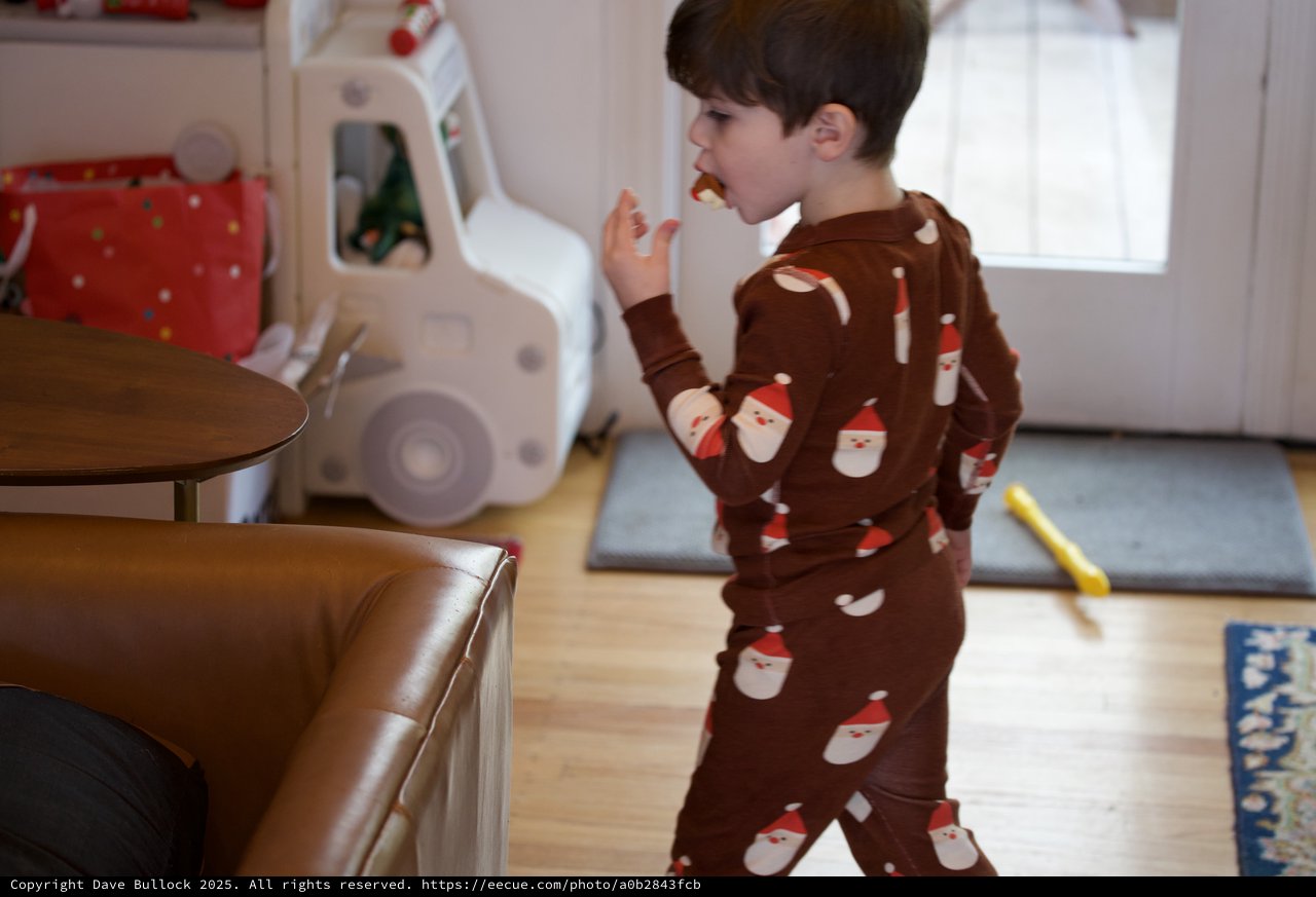 Christmas Morning Joy in Santa Pajamas