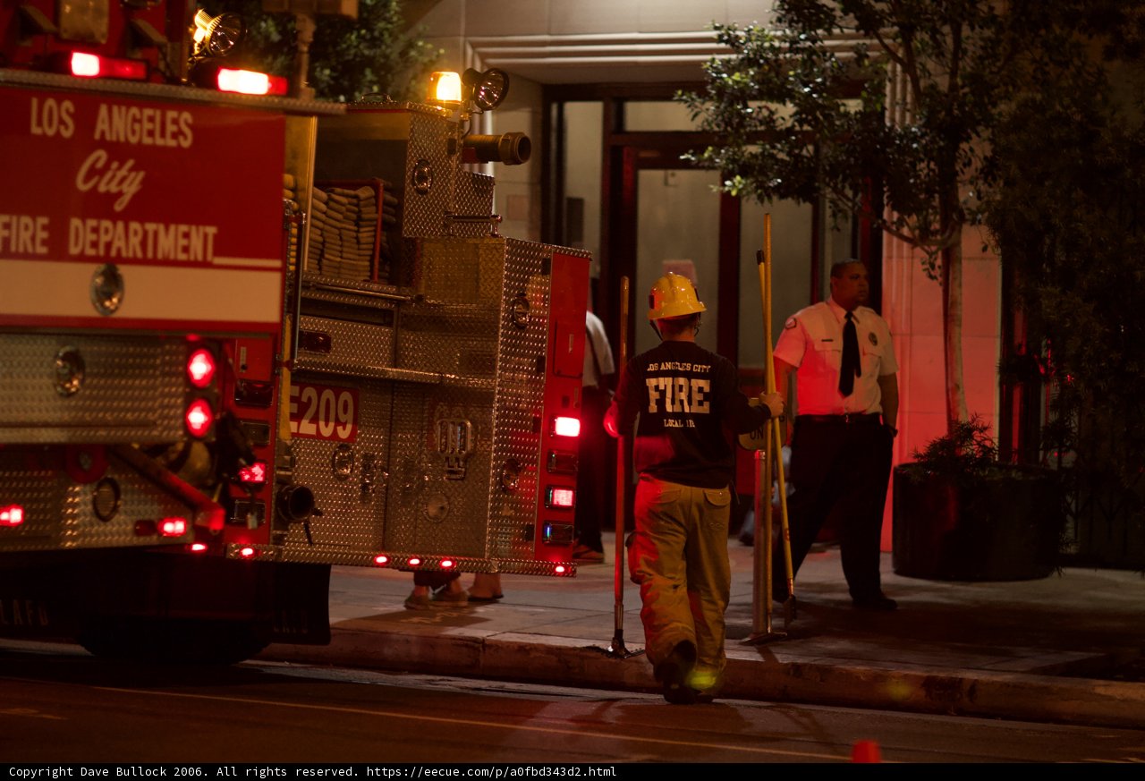 Fire Truck Parked on Busy Street