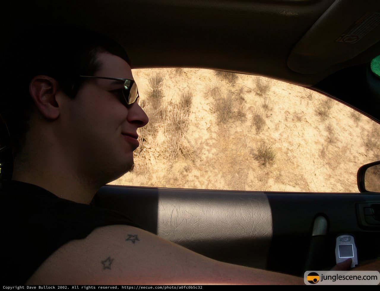 Tattooed Man Behind the Wheel