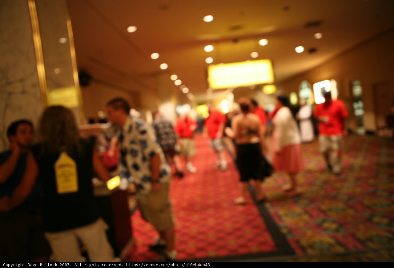 Blurred Fashionable Crowd in Urban Lobby