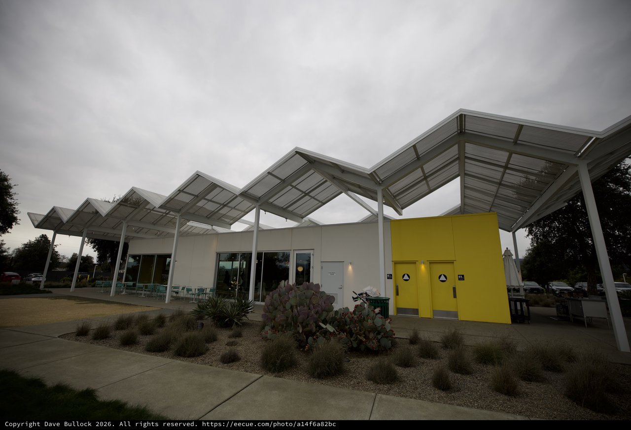 Modern Wave Canopy Architecture at Dusk