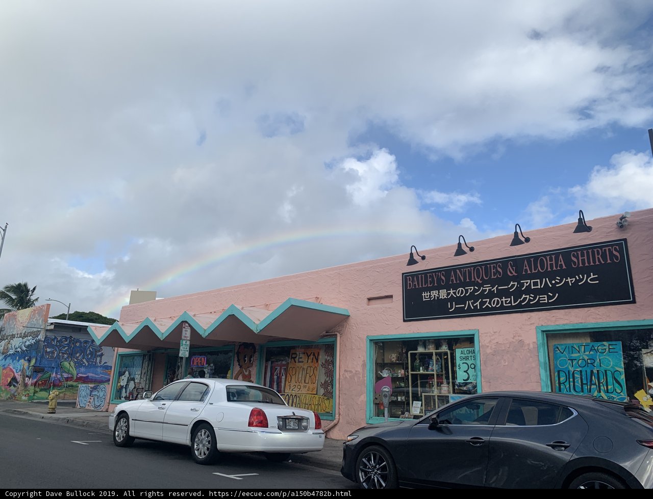 Rainbow Over Storefront in Honolulu