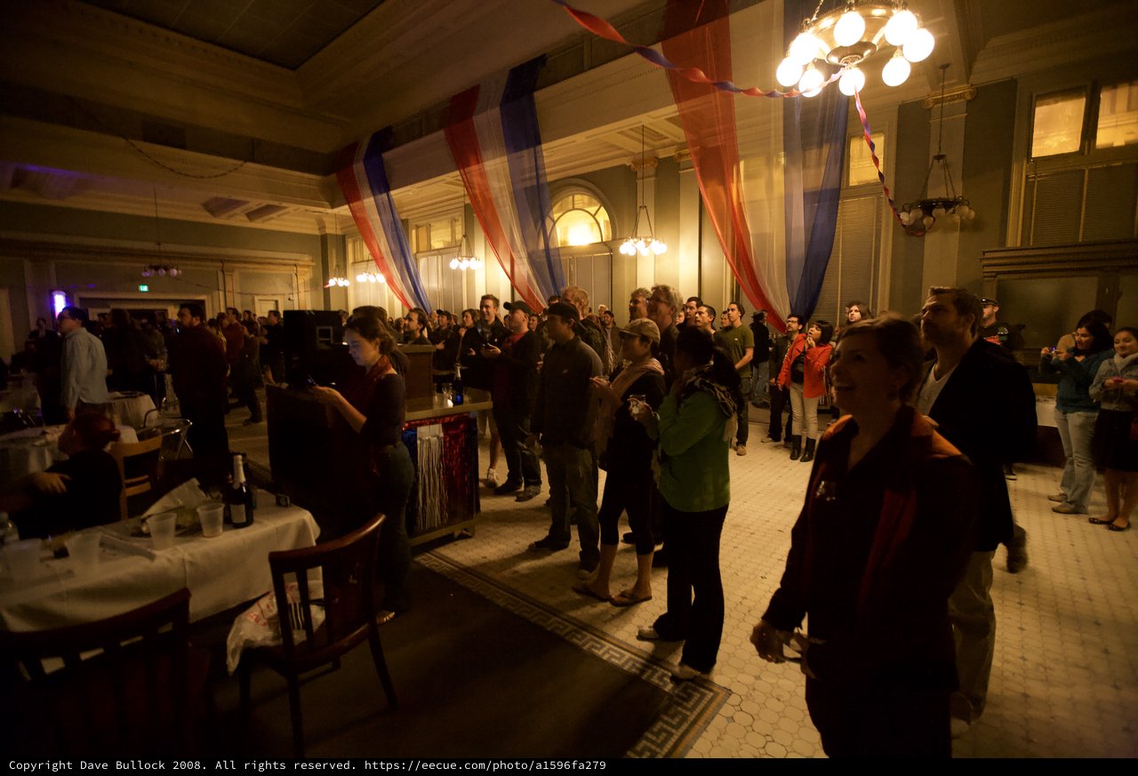 Election Night Celebration in a Grand Historic Hall