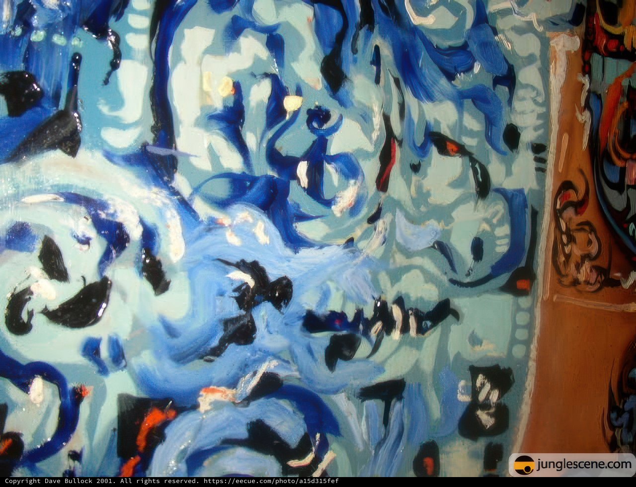 Blue and Black Swirls Mural