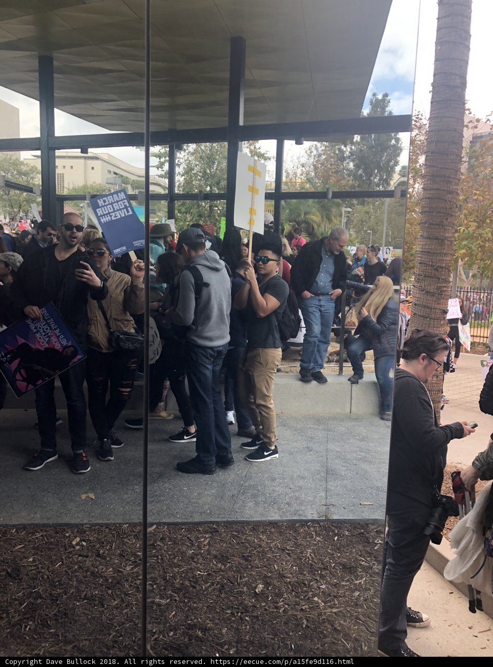 Crowd Gathers Outside LA Building