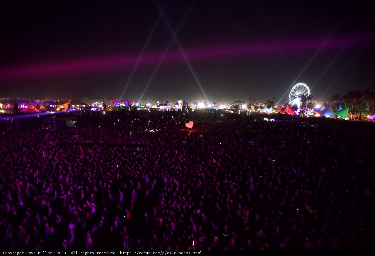 Lights and Lively Crowd at Coachella Festival
