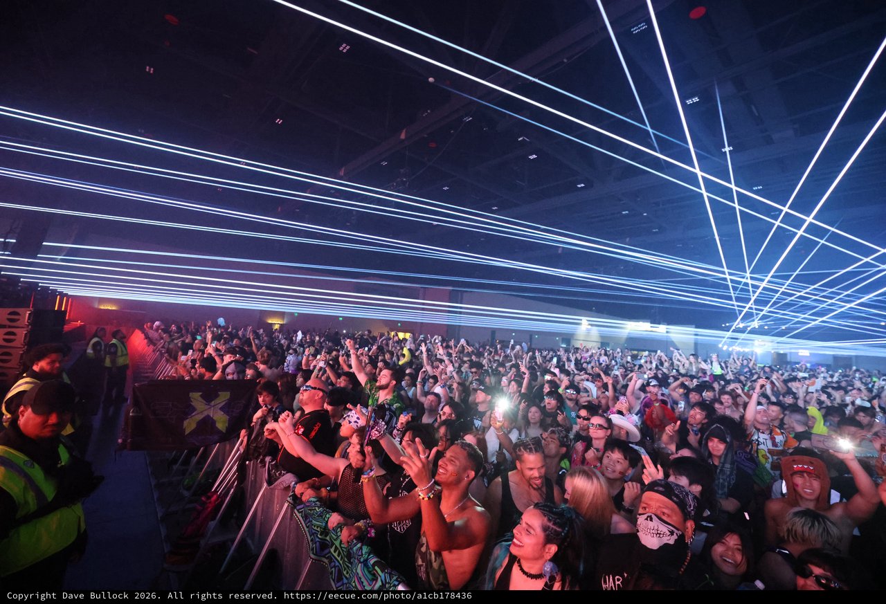 Laser Light Show Electrifies Massive EDM Festival Crowd