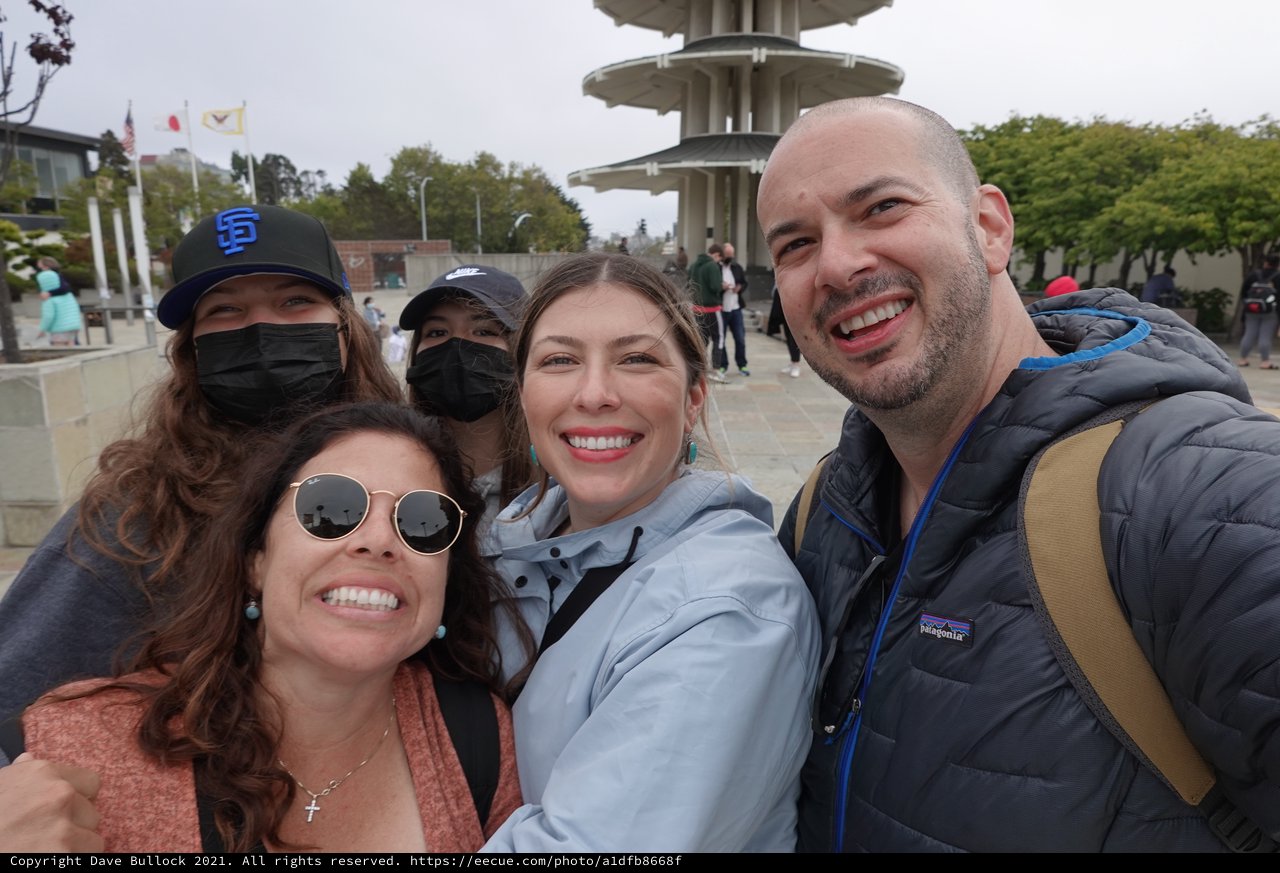 Friends Taking Selfie at Japanese Pagoda