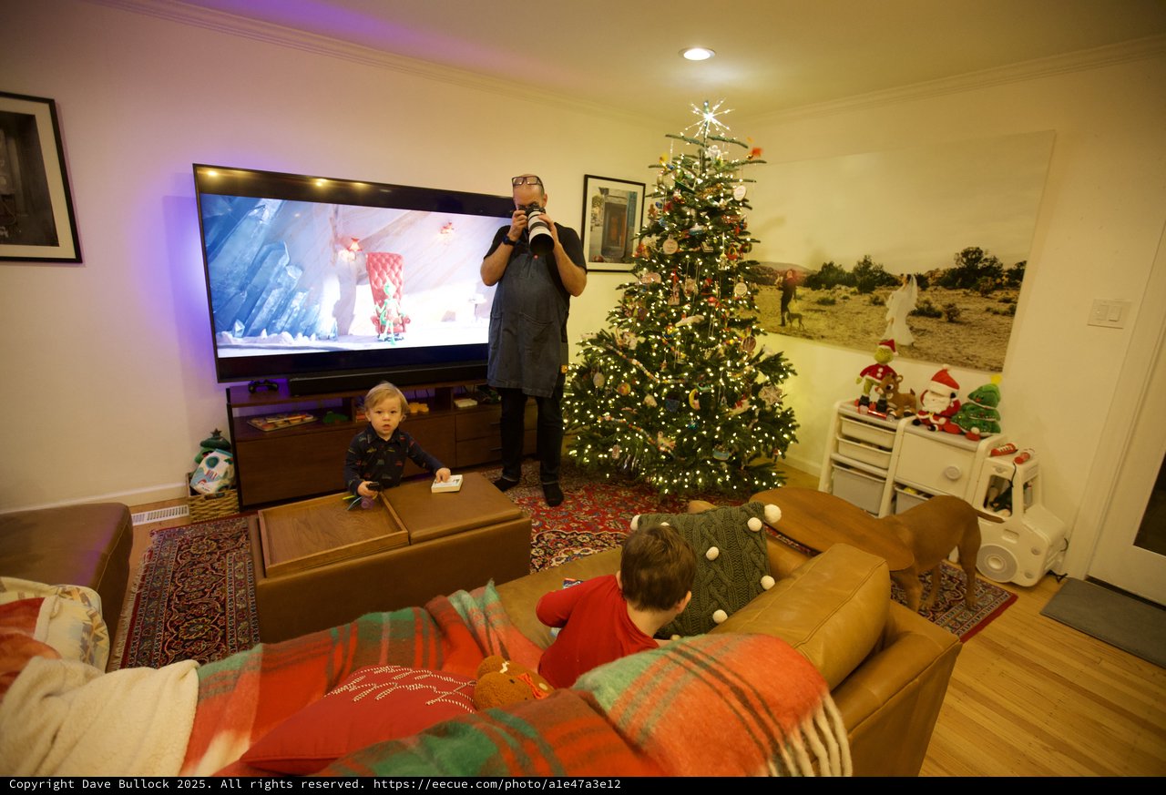 Family Christmas Movie Night with Festive Decorations