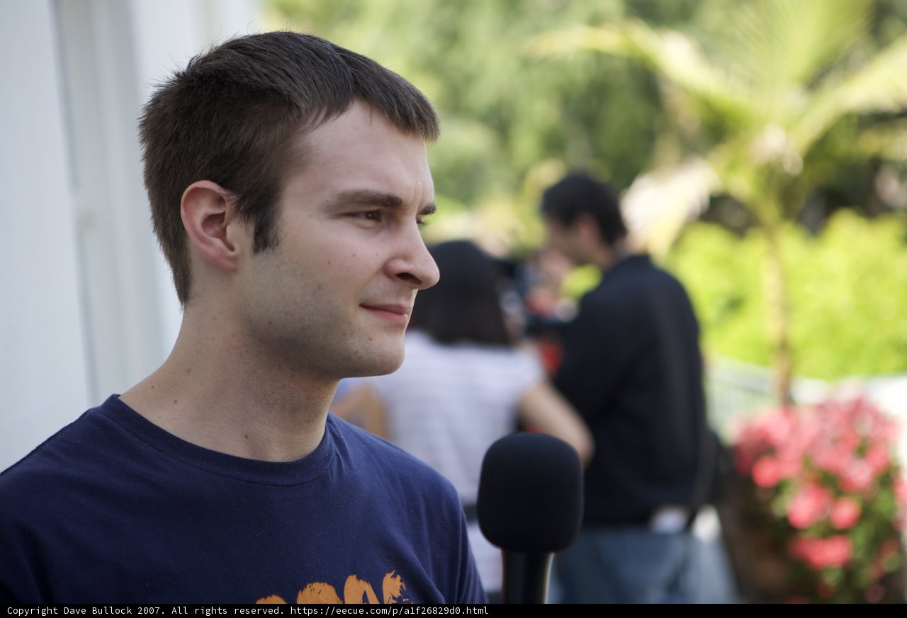 Blue Shirt Mic Man