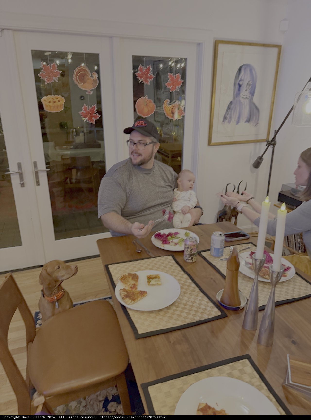 Family Dinner Time with Baby and Dog