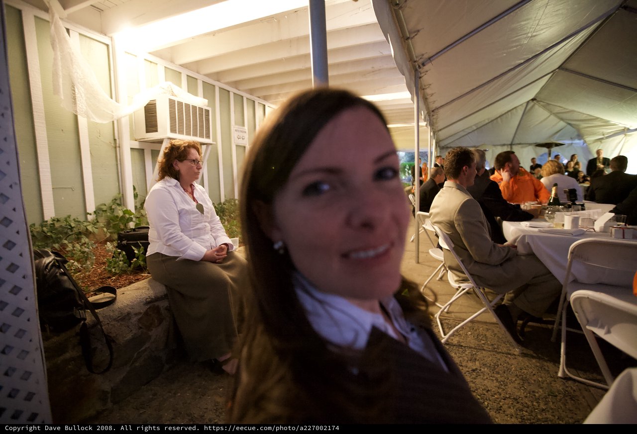 Candid Smile at an Outdoor Wedding Reception Tent