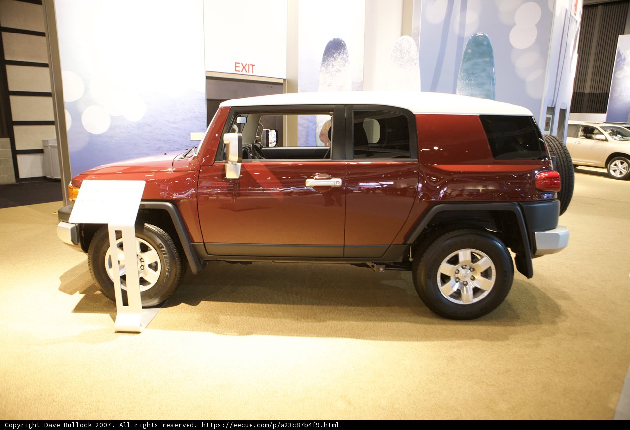 The Red and White SUV Steals the Show