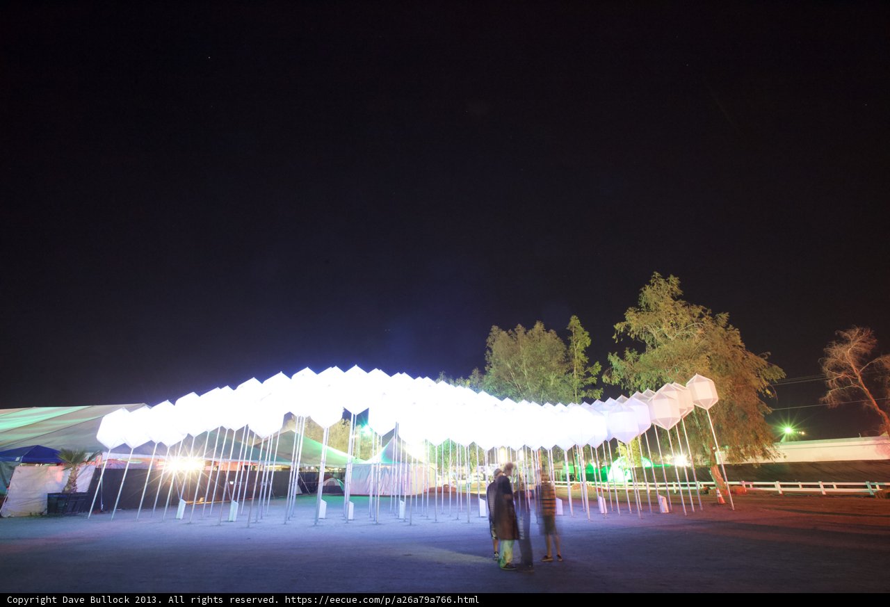 Illuminated sculpture at Coachella