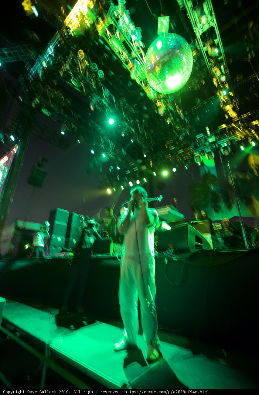 Rocking out under the green spotlight