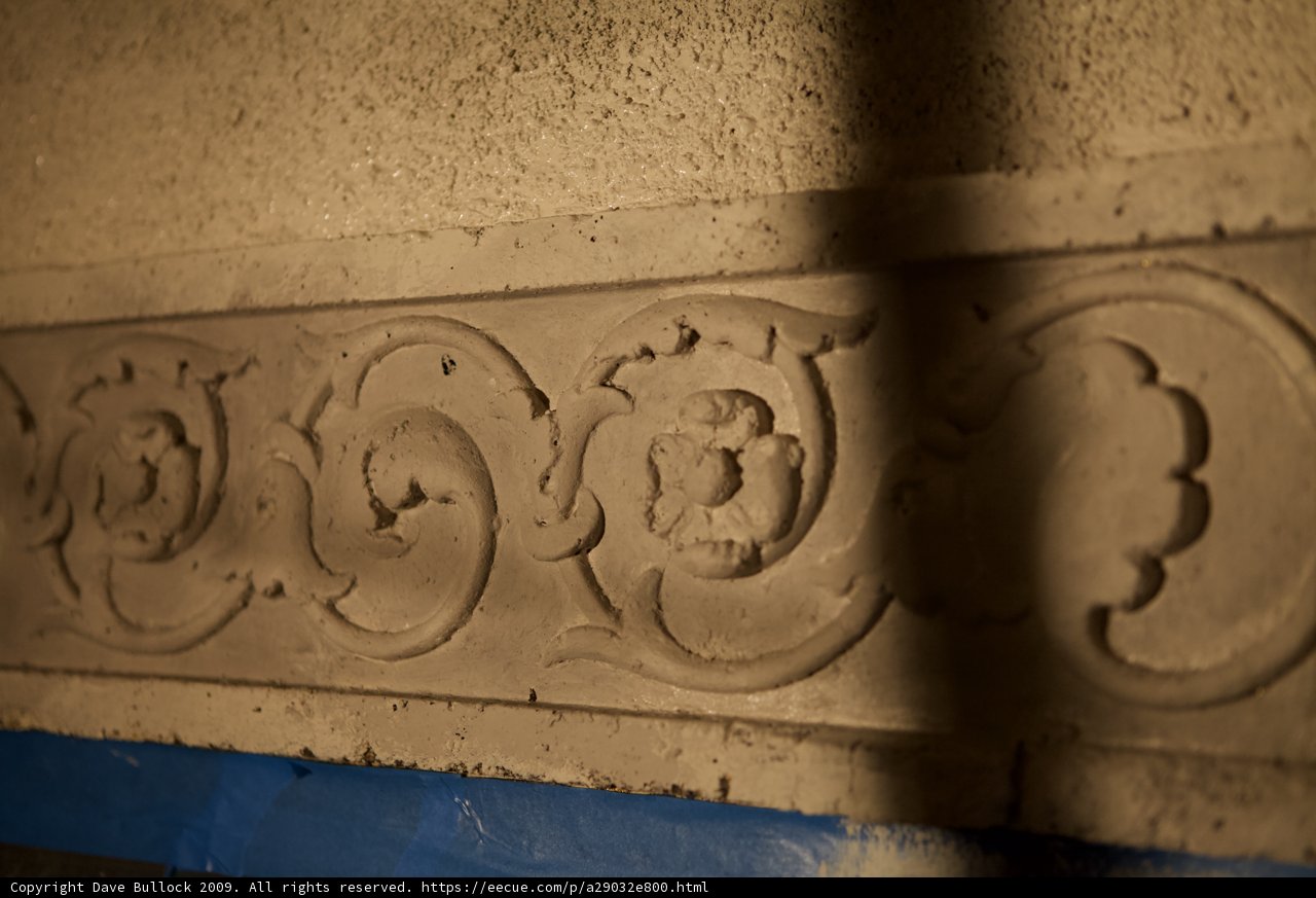 Ornate Wall with Blue and White Border