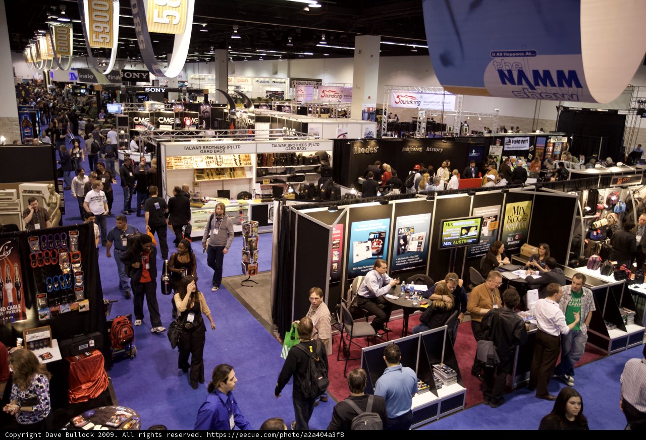 NAMM Convention Hall Filled with Electronic Gadgets and People