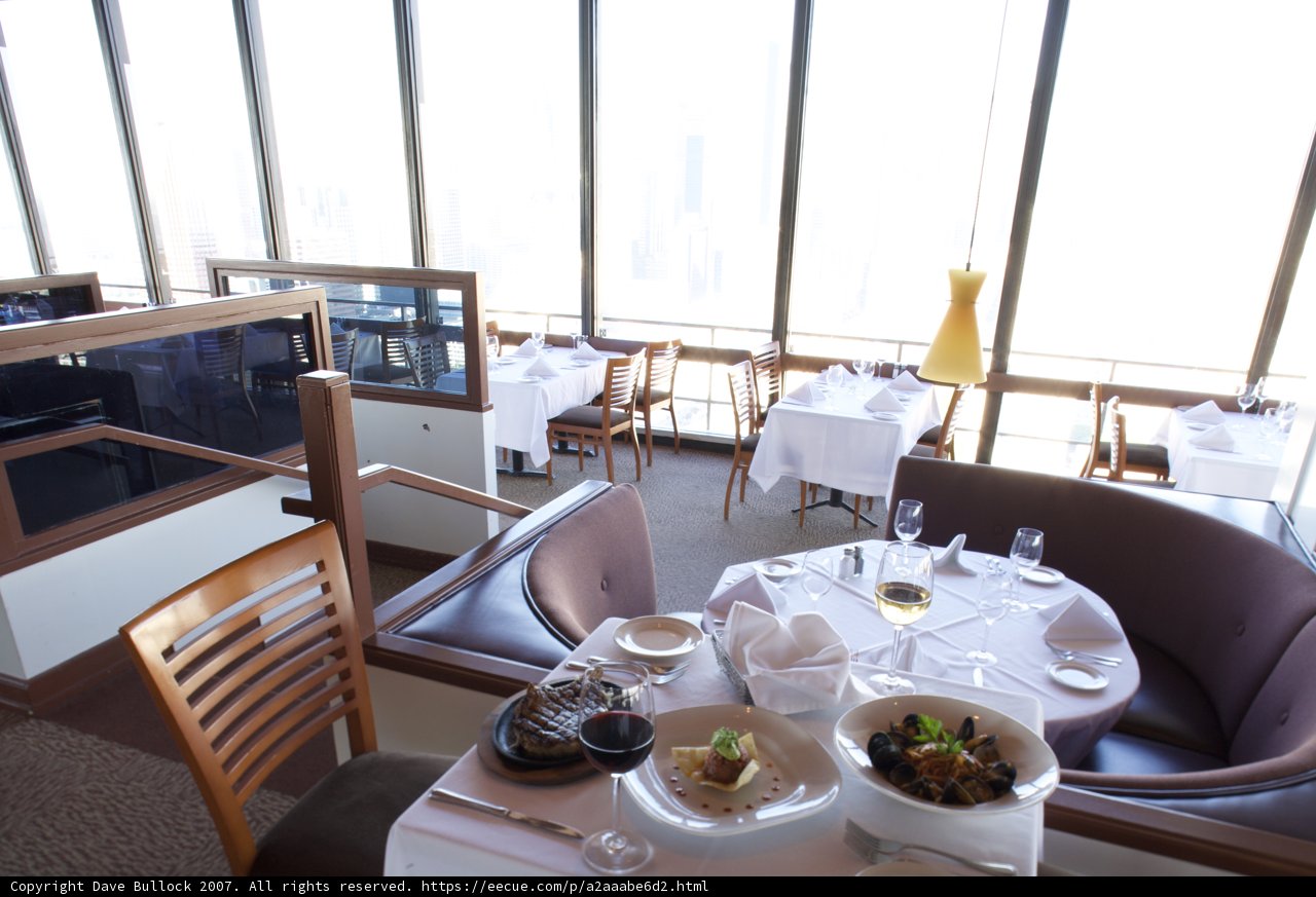 Cityscape View from a Cozy Restaurant