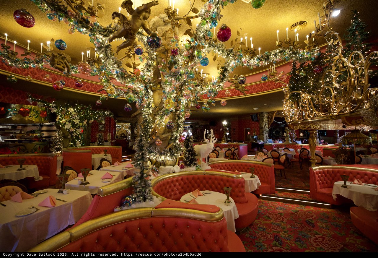 Lavish Madonna Inn Dining Room Christmas Decoration Display