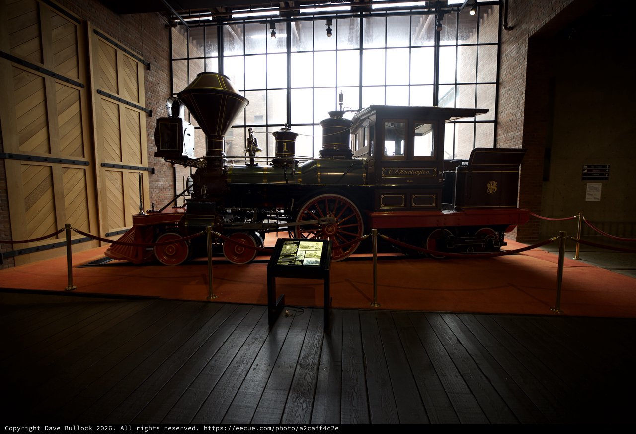 Historic Steam Locomotive Display in Museum Gallery