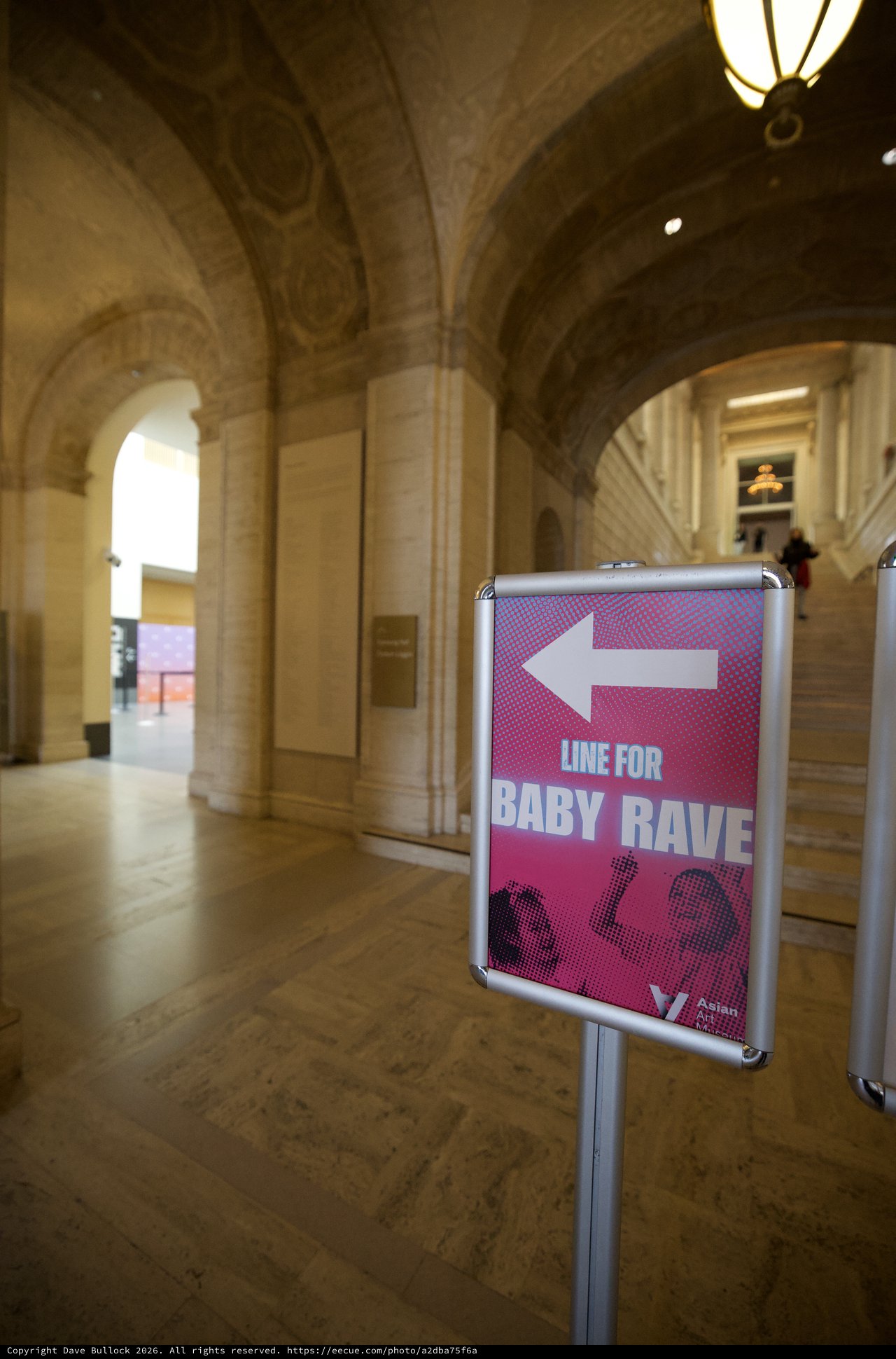 Baby Rave Directional Sign in Historic Museum Hall