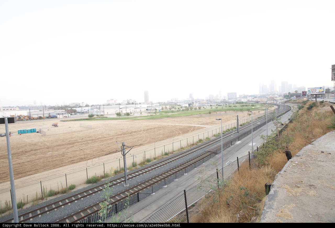 Cityscape and Railroad Tracks