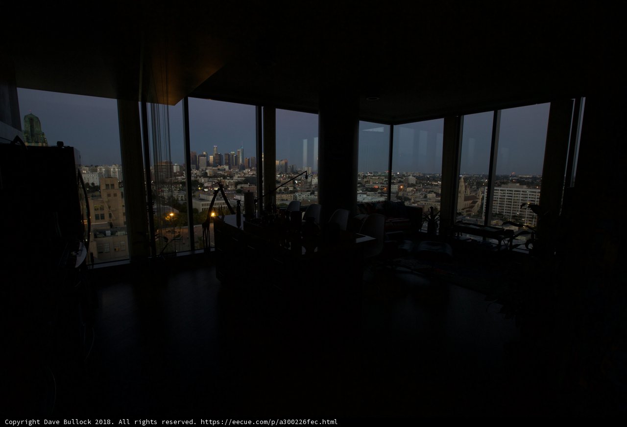 Cityscape view from a penthouse living room
