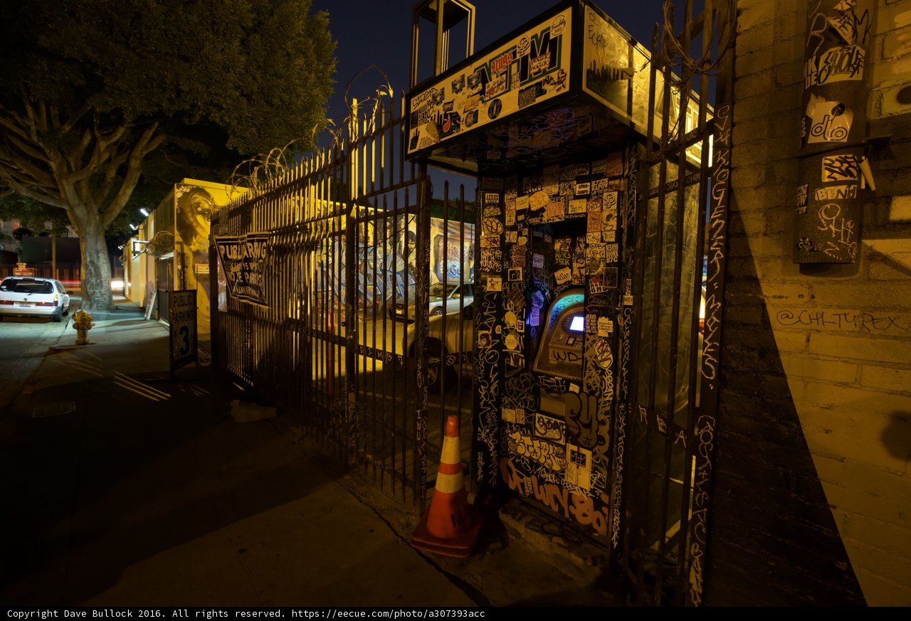 Graffiti Pay Phone Night Scene