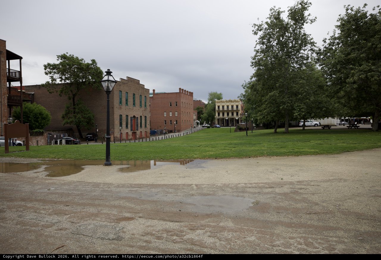 Historic District Green Space on Overcast Day