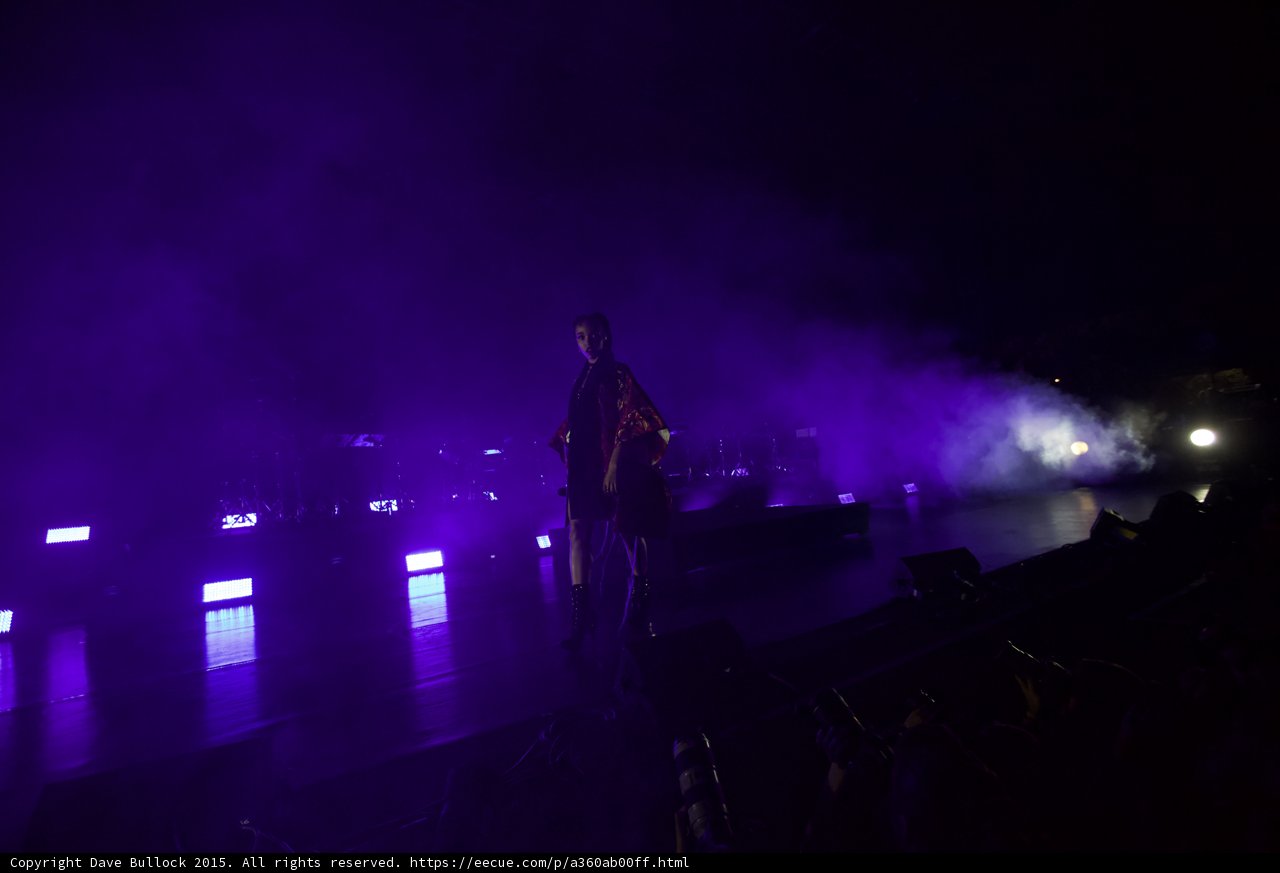 FKA twigs Wide Stage Purple Lighting Red Brocade Kimono Black Bodysuit Boots LED Lights Band Haze
