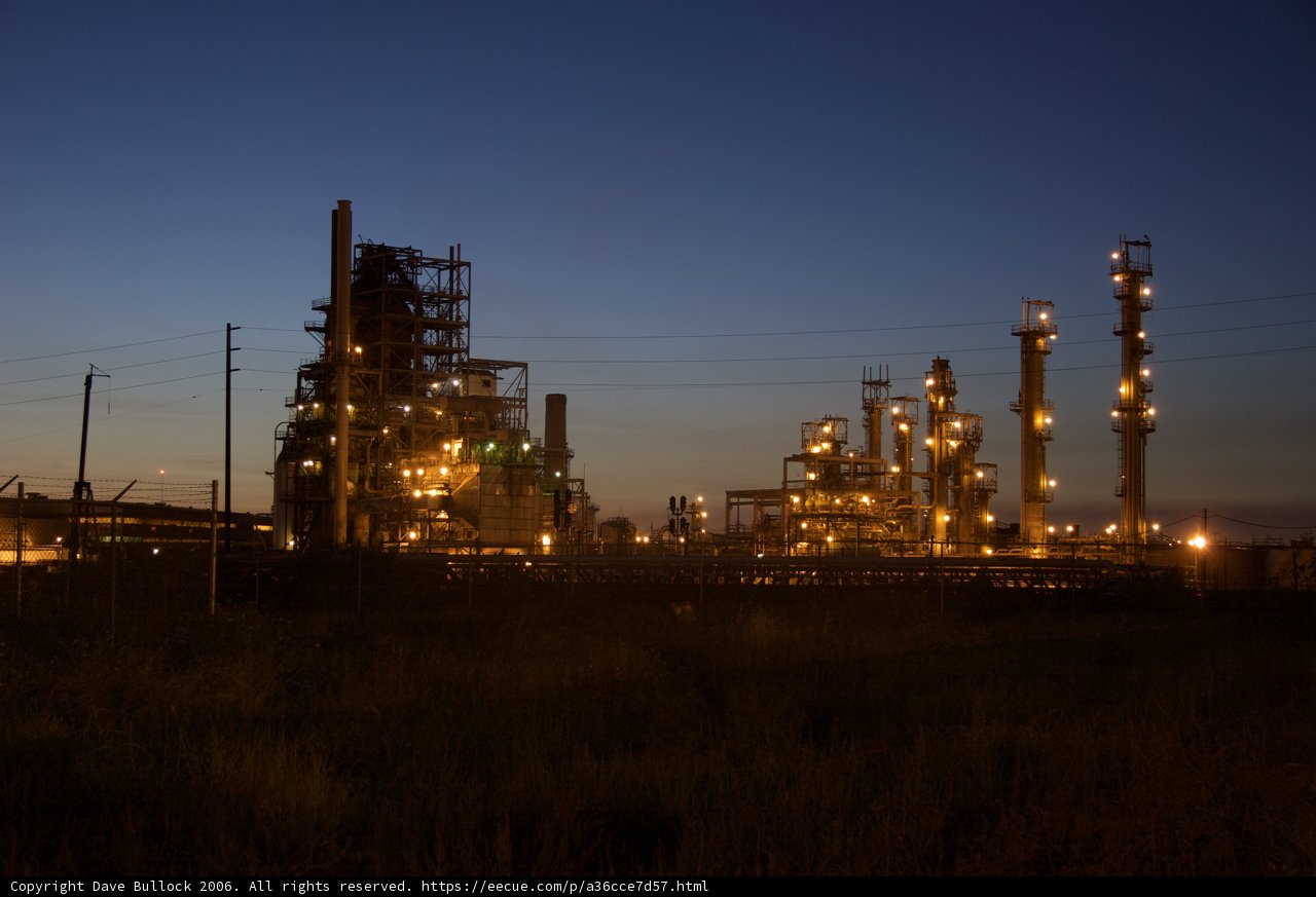 Illuminated Refinery at Dusk