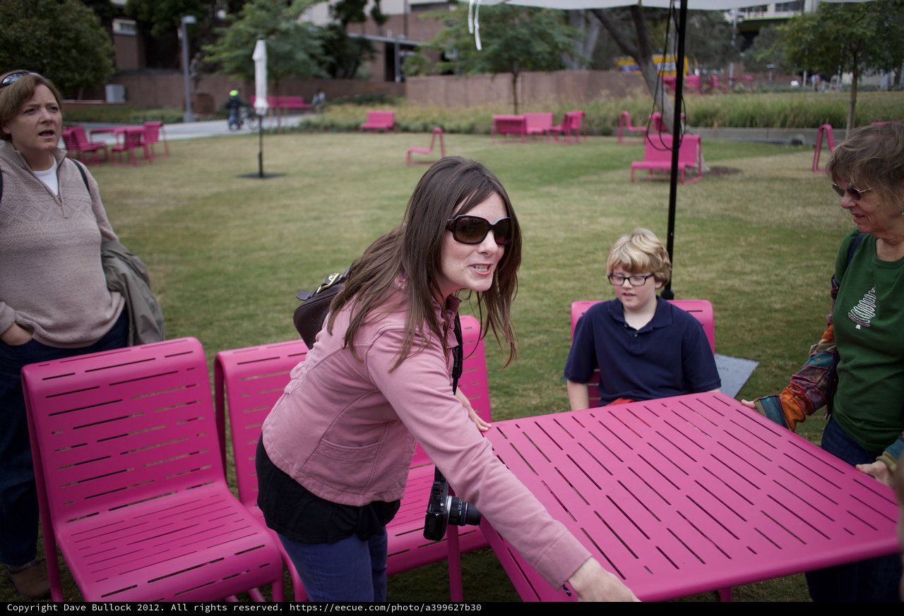 Pink Furniture Installation at Urban Park Gathering