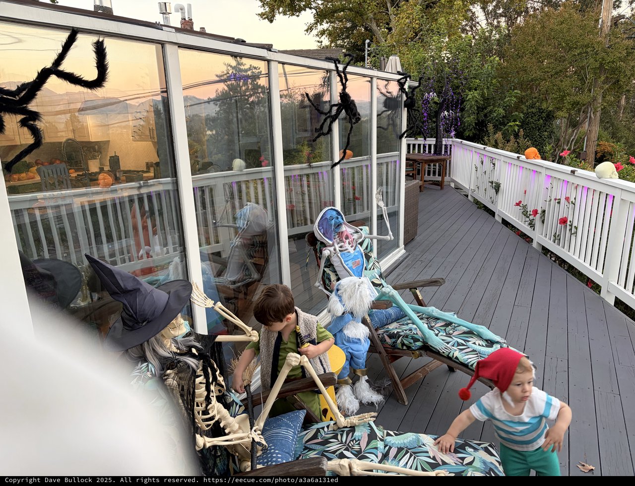 Halloween Decorated Deck with Children Playing