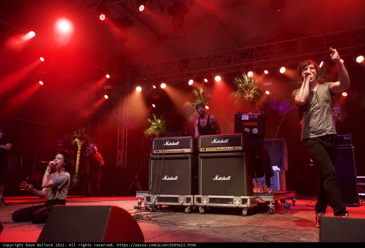 Red-Lit Performance at Coachella Music Festival