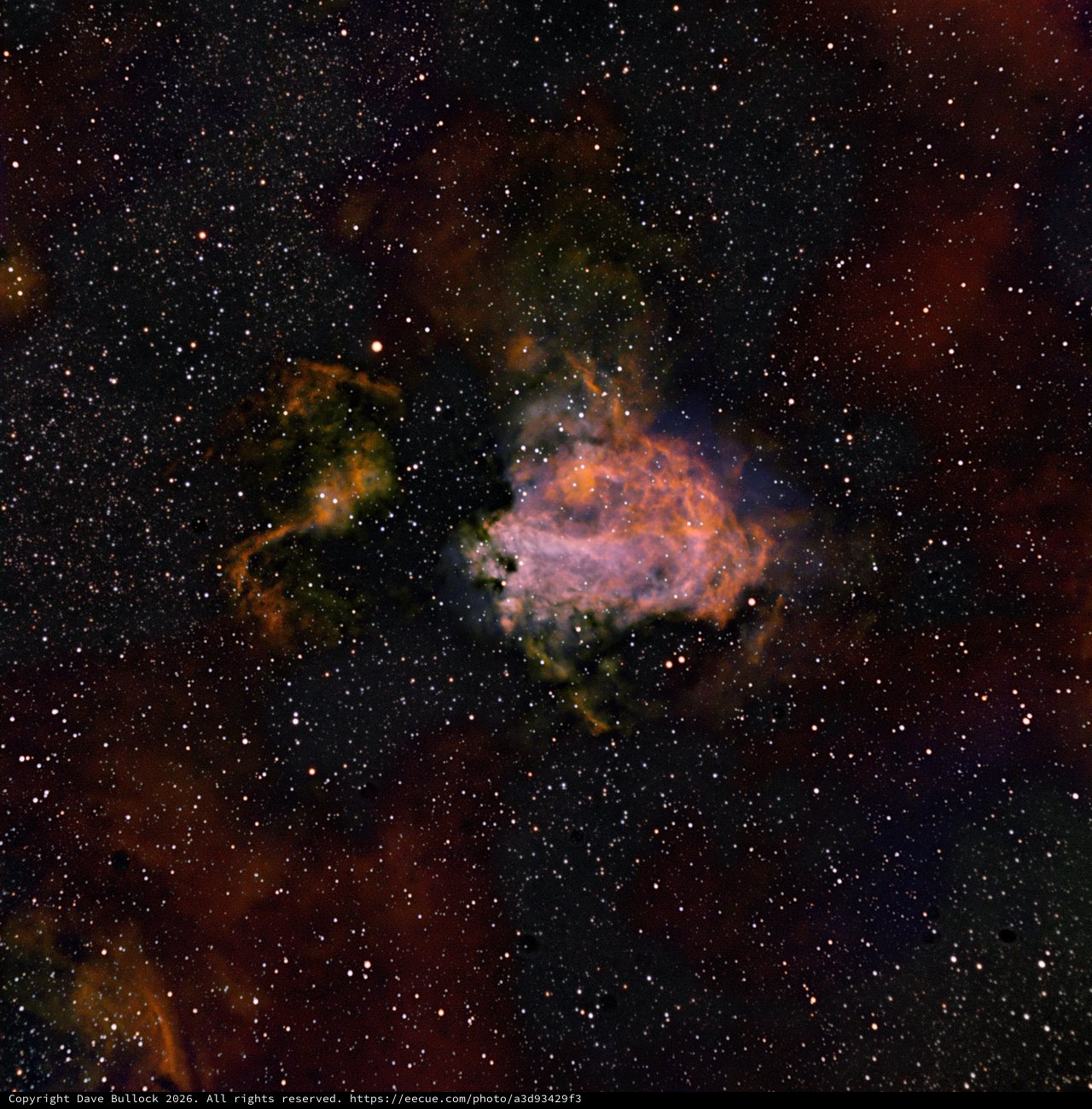 M17 Omega Nebula in SHO Narrowband Palette