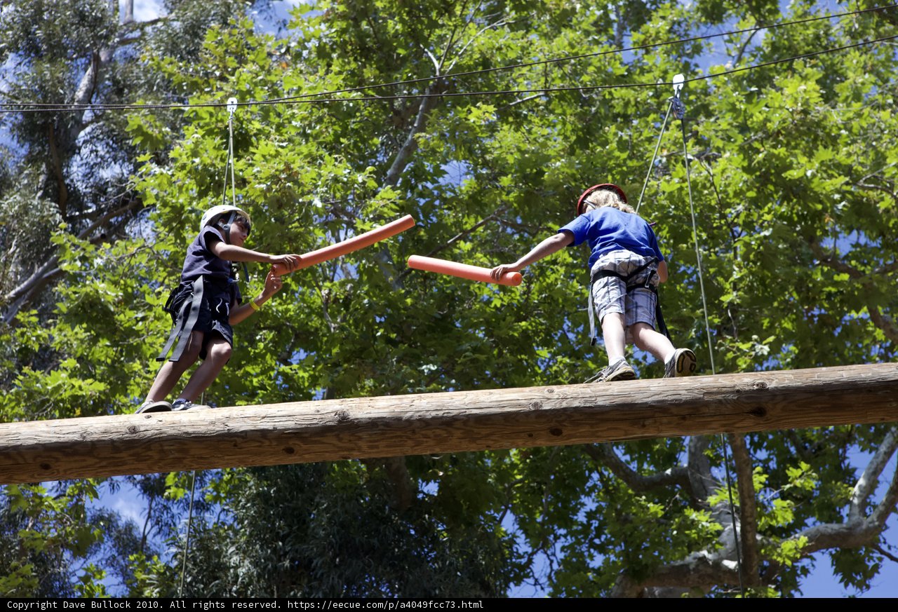 Boys Crossing the Wooden Bridge