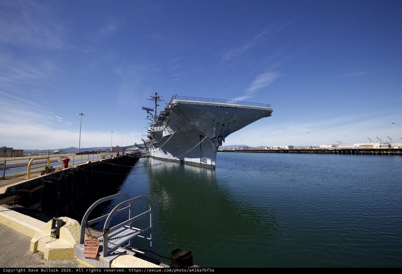 USS Hornet Aircraft Carrier Docked at Naval Port