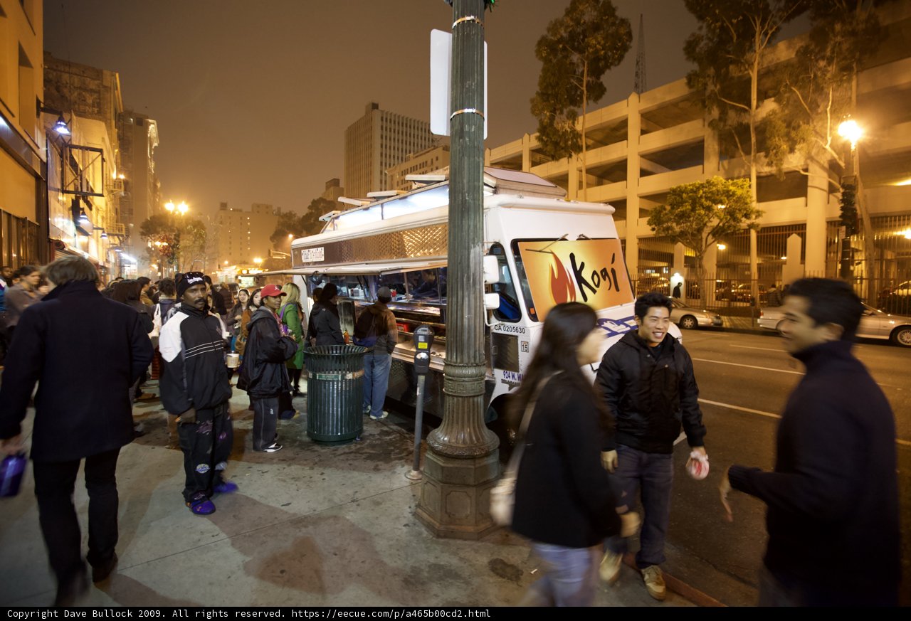 Nighttime Food Truck Gathering
